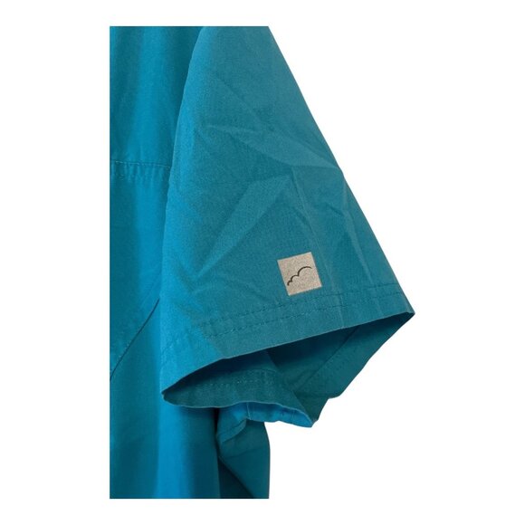 Butter-Soft Teal Scrub Top Women’s Size L – Zip Front, 2 Pockets – 65/35 Poly Co - Picture 4 of 5